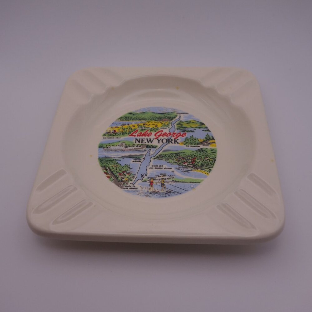 Lake George New York Ceramic Square Ash Tray